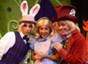 PHOTO 1: Tumble down the rabbit hole with 'Alice' (Christine Lakin), the 'White Rabbit' (Joseph Leo Bwarie, left) and the 'Mad Hatter' (Matt Walker); Photo by Wesley Horton
